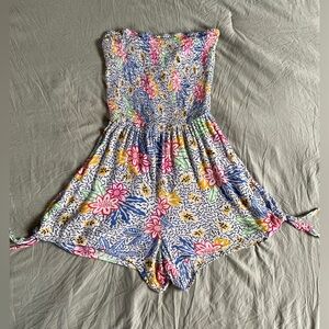 Urban Outfitters Colorful Floral Print Strapless Romper